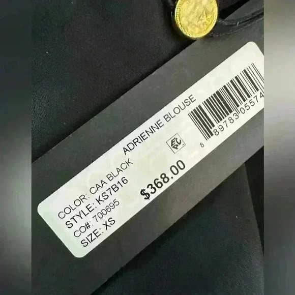 KOBI HALPERIN NWT Adrienne Ruffled Cold-shoulder Silk Blouse In Black Size XS - Picture 5 of 11